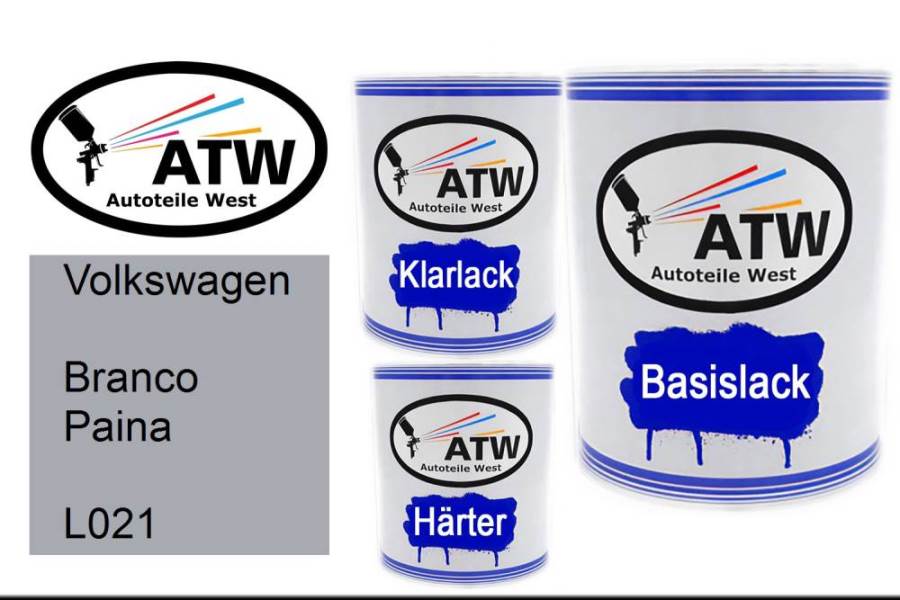 Volkswagen, Branco Paina, L021: 1L Lackdose + 1L Klarlack + 500ml Härter - Set, von ATW Autoteile West.